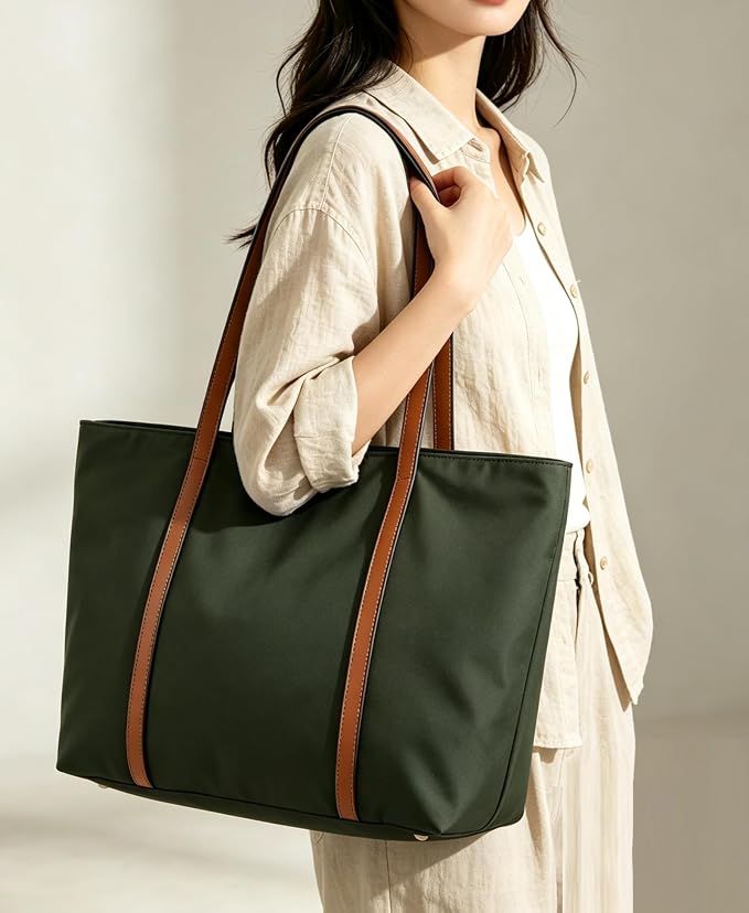 YALUXE Women's Nylon Tote Bags Large Capacity Shoulder Bags Work Handbags Purses Travel Beach Bags | Nylon - Image 2