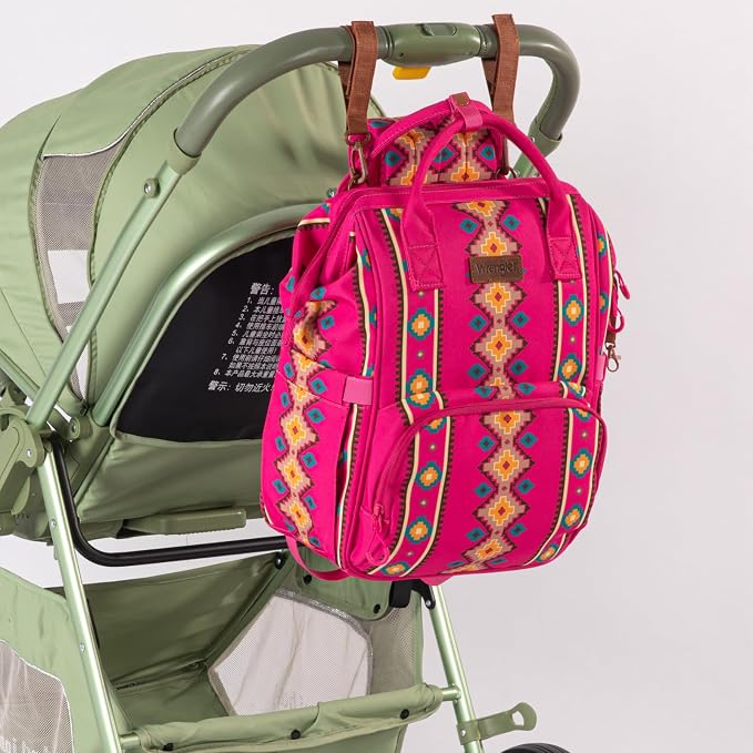 Montana West Wrangler Callie Diaper Bag Backpack with Stroller Straps Multifunction Baby Travel Bag WG2204-9110HPK - Image 6