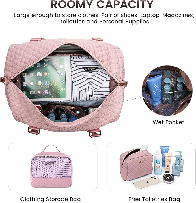 LOVEVOOK Travel Duffle Bag,Weekender Bags for Women with Shoe Compartment，Carry on Overnight Bag with Toiletry Bag,Gym Duffel Bag with Wet Pocket, Hospital Bags for Labor and Delivery - Image 3