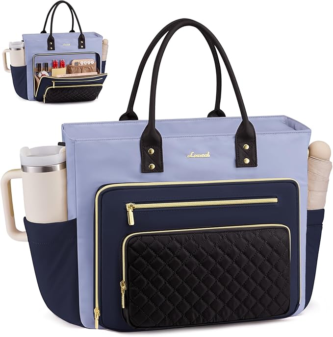 LOVEVOOK Laptop Tote Bag for Women, Teacher Work Bags Computer Laptop Bag, Nurse Bags With Large Cup Holder, Professional Briefcase Business Large Purses Handbag, Mother Gift, 17 Inch by LOVEVOOK