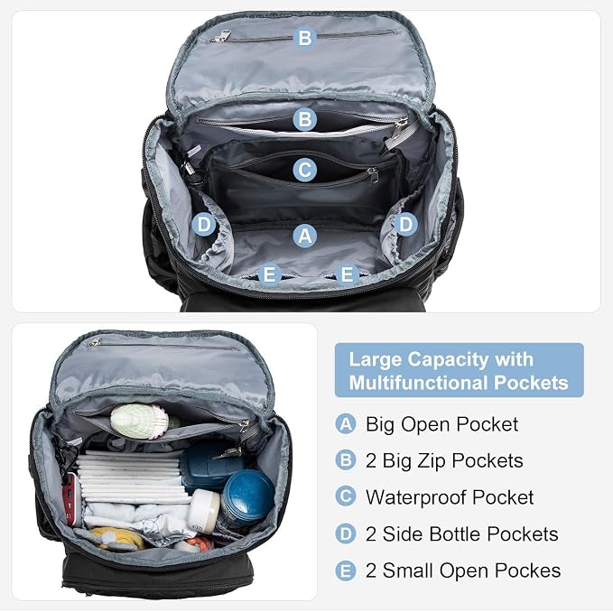 LOVEVOOK Diaper Bag Backpack Large Capacity Baby Bag with Portable Changing Pad, Multifunction Baby Travel Backpack - Image 7