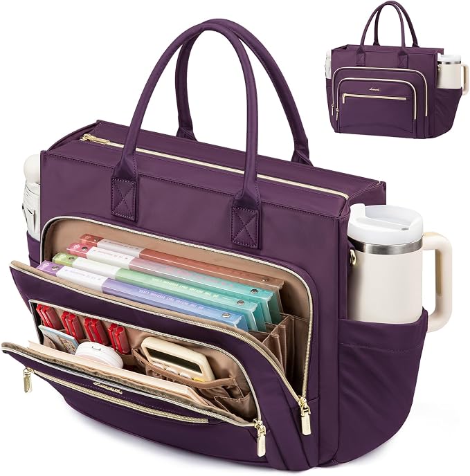 LOVEVOOK Work Tote Bags for Women,Laptop Teacher Bag With File Organizer | Large Cup Holder,Teacher Tote Bag,Nurse Bags,Multi-Pockets Professional Briefcase Business Purses Handbag by LOVEVOOK
