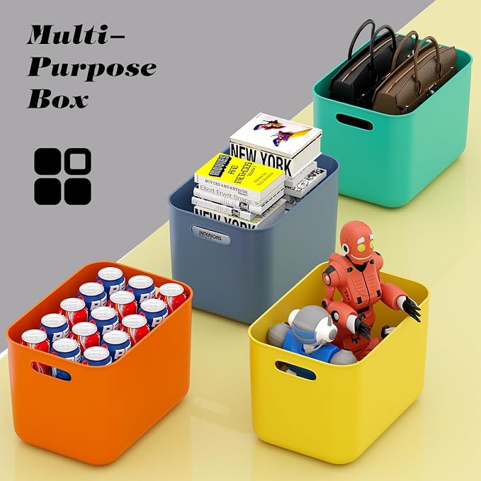 OWill 4-Pack 22L Plastic Storage Bins and Baskets for Efficient Home Classroom Organization – Multiple Colors containers for Kitchen, Cupboard Box, Bathroom Organizer on Shelves and Tubs - Image 6