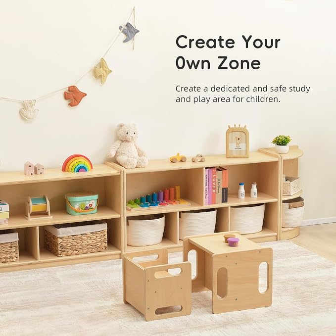 OOOK 5-Compartment Wooden Storage Cabinet, Montessori Toy Shelf Organizers | FSC Safety, Classroom Organizer and Montessori Bookshelf for Playroom, Daycare and Preschool, 44.6"W×11.7"D×23.6"H - Image 6