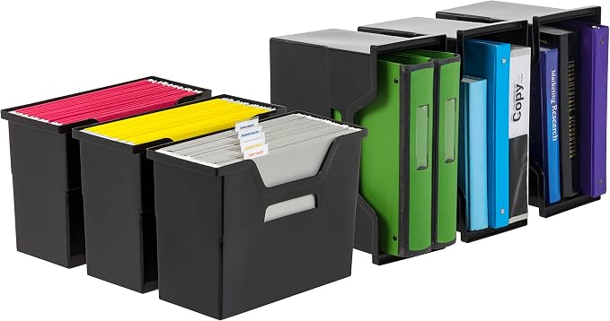 IRIS USA 6-Pack Medium Desktop File Box with Open Lid, Black | Organize classroom papers, lesson plans and supplies with portable storage for teachers, schools and educators - Image 10
