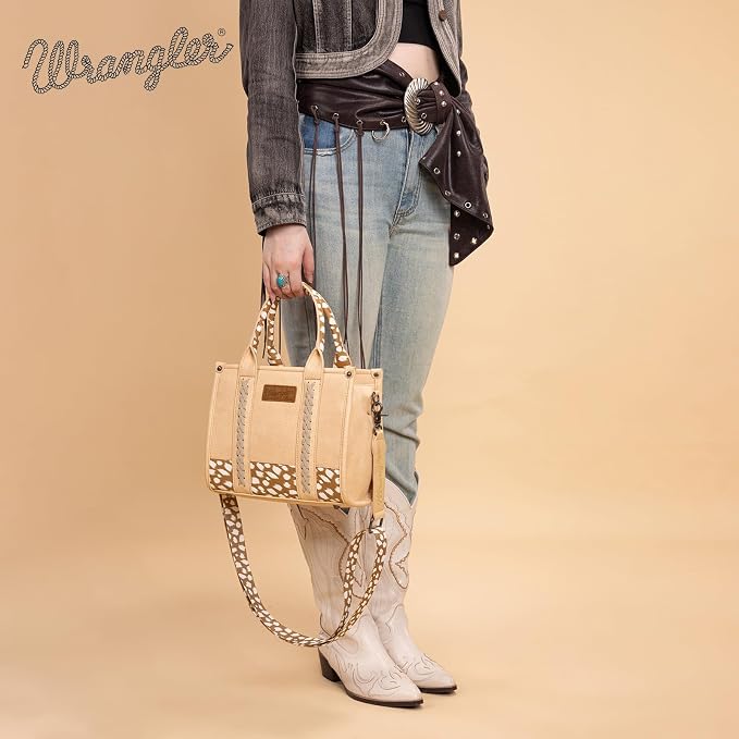 Montana West × Wrangler Tote Bag for Women Western Cow Print Purse Designer Top Handle Handbags - Image 3