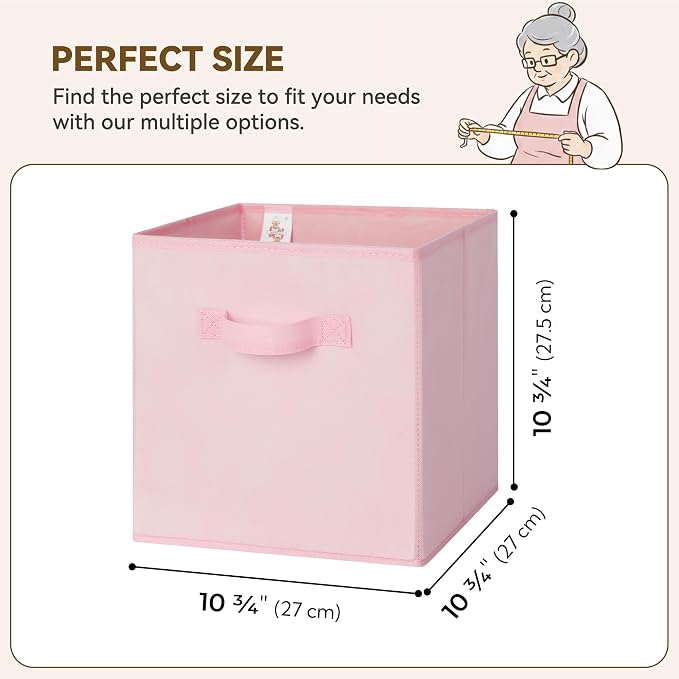 GRANNY SAYS 11 Inch Fabric Cube Storage Bins, Pink Gradient, 8-Pack | Collapsible Storage Cubes with Thickened Base Plate, Sturdy Handles, Decorative Baskets for Shelves, Closet - Image 6
