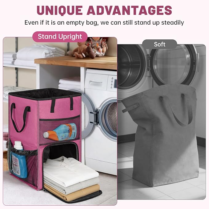 Large Laundry Backpack Bag with 3 Sizes Mesh Wash Bags Total 170L | 2 in 1 Laundry Hamper Basket with Shoulder Straps, Freestanding Laundry Bag for College Dorm, Laundromat, Apartment - Image 4