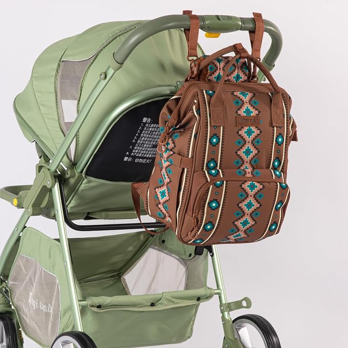 Montana West Wrangler Callie Diaper Bag Backpack with Stroller Straps Multifunction Baby Travel Bag WG2204-9110DBR - Image 6