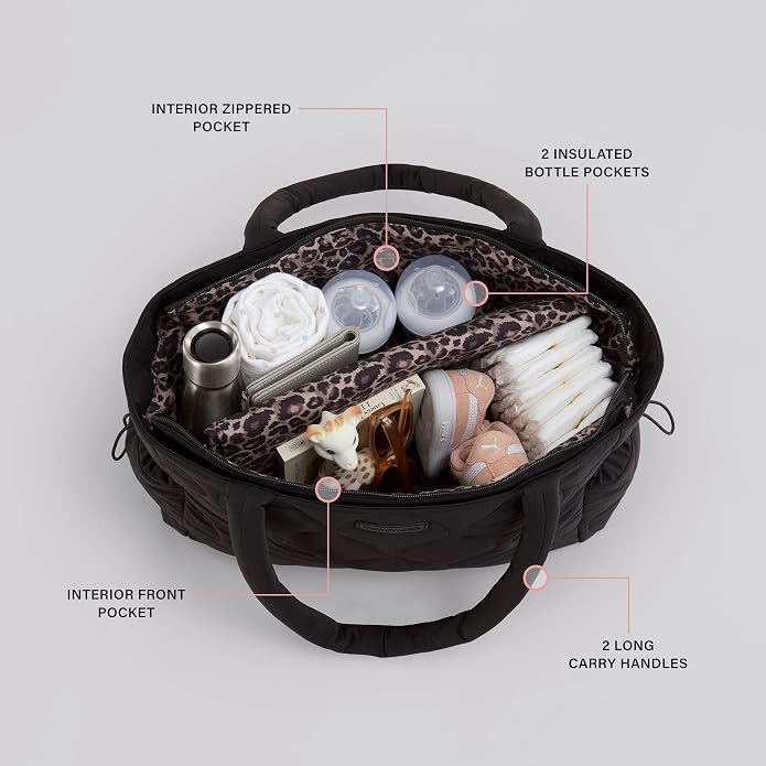 Motherhood Quilted Tote Diaper Bag with Insulated Pockets - Image 6