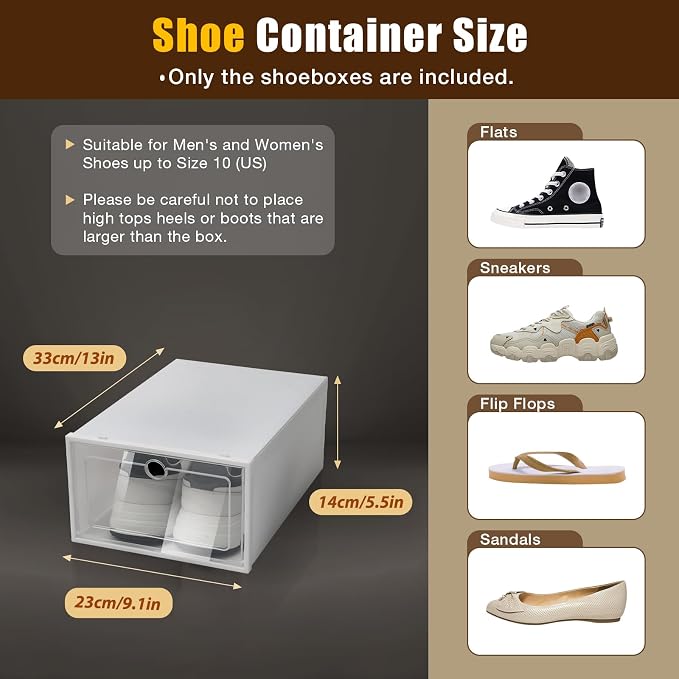 Modular Plastic Clear Shoe Storage Boxes, 24 Pack | Stackable, Ventilated, Front-Opening Door, Need Assemble, Fit up to Size 11/12, Shoe Organizer for Entryway Closet - Image 2