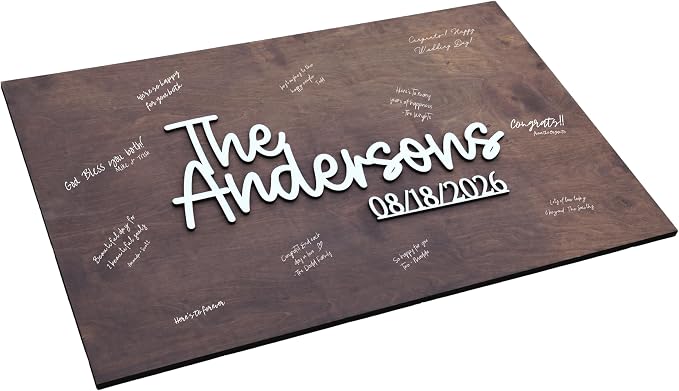 Personalized Last Name Guest Book, Unique Guest Book Sign, Custom Alternative Guest Book, Wooden Guest Book, Wedding Ceremony Guestbook Sign (Design 5) by Obsidian+Home+Creations