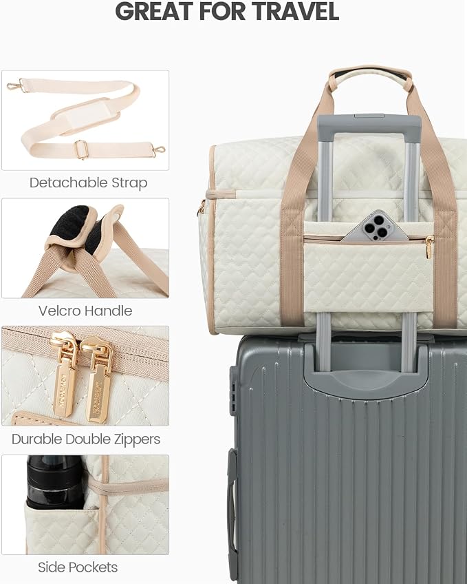 LOVEVOOK Travel Duffle Bag - Weekender & Overnight Bag with Toiletry & Wet Pocket, Carry-On Size, 3pc Set - Image 5