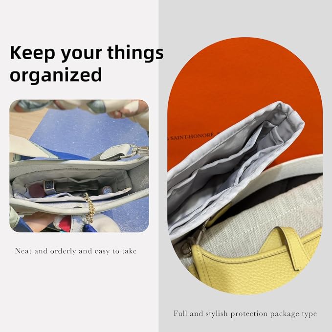 DGAZ Silk Purse Organizer Insert for Evelyne Bag(Bleu pale,TGM) | Soft and Lightweight,Perfect Fit,Multi-pocket Storage,Bag Protector,Luxury Bag Care,Handmade,for Smooth Bag Organizer - Image 8