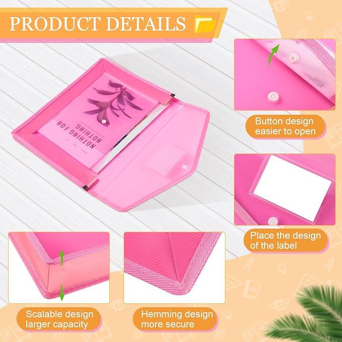 Epakh 36 Pack Plastic Expanding File Folders Expandable File Folder with Snap Closure for Document Transparent Waterproof Document Organizer Holder for School Office Home (Bright Color) - Image 3