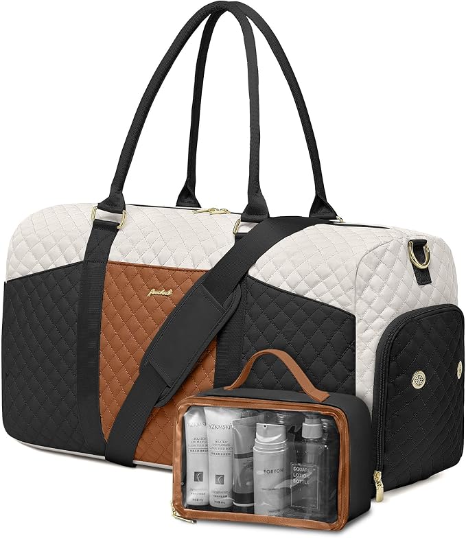 Women Weekender Travel Duffle Bag: Travel Duffel Overnight Bags with Shoe Compartment Large Carry on Tote with Toiletry Bag Weekend Traveling Yoga Gym Hospital Bag for Women with Wet Pocket by FOCDOD