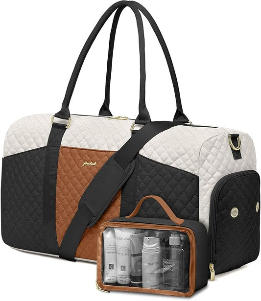 Women Weekender Travel Duffle Bag: Travel Duffel Overnight Bags with Shoe Compartment Large Carry on Tote with Toiletry Bag Weekend Traveling Yoga Gym Hospital Bag for Women with Wet Pocket by FOCDOD