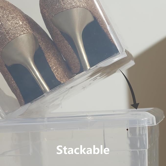 novelinks 12 Pack 6QT Plastic Storage Bins with Lids, Shoe Bins | Shoe Boxes Clear Plastic Stackable, Shoe Containers, Clear Shoe Storage Boxes, Craft Organizers and Storage - Image 5