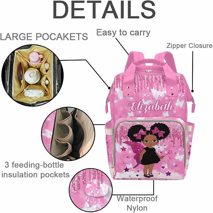 MyPupSocks Personalized Diaper Bag for Mom and Dad - Large Capacity Custom With Name, Multifunctional Daypack With Adjustable Shoulder Straps - Image 3