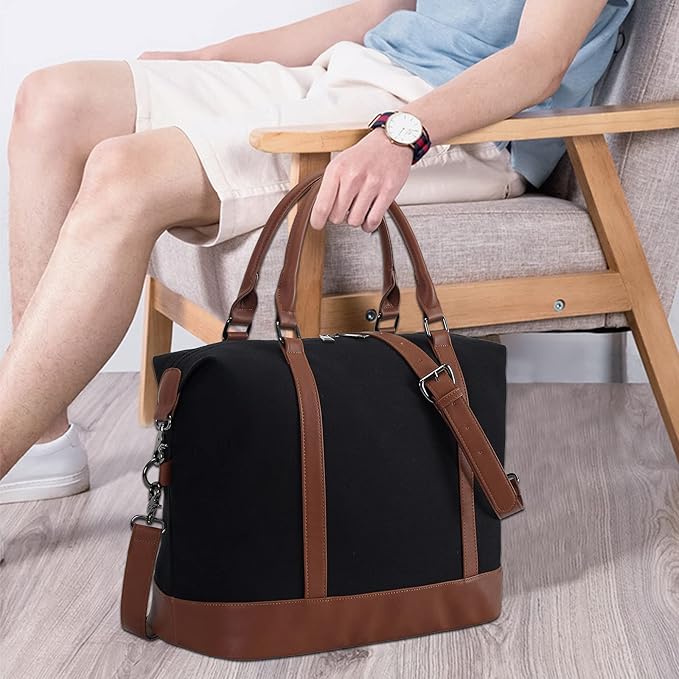 Bluboon Travel Tote Bags with Zipper Ladies Canvas Bag Weekender Overnight Bag for Women Carry on Duffel Bag Trolley Sleeve - Image 3
