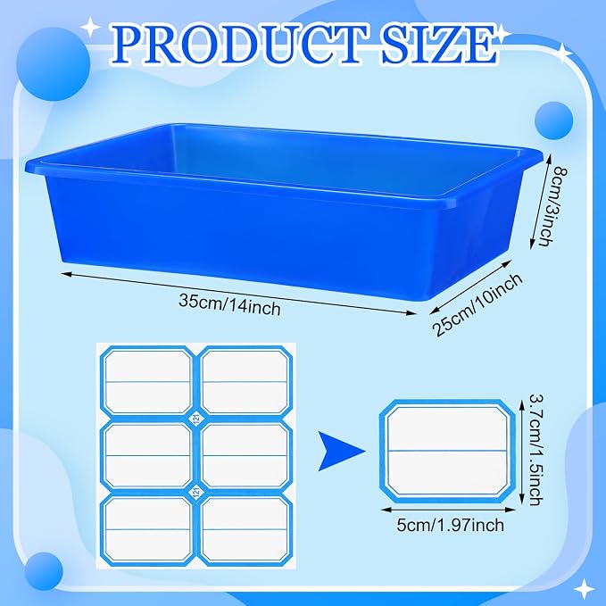24 Pack Classroom Storage Bins, 14 x 10 x 3 Inch, Colorful | Plastic Cubby Organizer Bins with Labels, Classroom Stackable Storage Bins, Shelves Book Toy Organization, Cubby Bins Bulk - Image 2