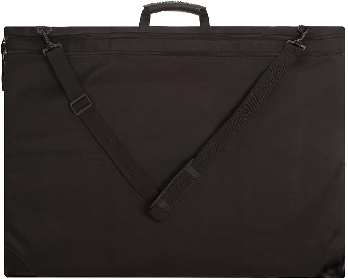 Soho Urban Artist Art Portfolio Case Artwork Tote Bag, Heavy Duty Nylon, 2 Zippered Pockets, Handle & Shoulder Strap LightWeight Large Capacity for Drawings, Posters, 23x31 Inches Black by SoHo+Urban+Artist