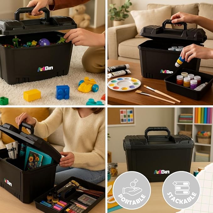 ArtBin 6917AB Sidekick XL Carrying Case, Portable Art & Craft Organizer with Handle, [1] Plastic Storage Case, Black - Image 7