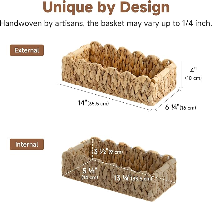 StorageWorks Toilet Paper Storage Baskets, Living Room Organizers | Scalloped Wicker Basket for Living Room, Decorative Scalloped Baskets for Storage, Wicker Baskets for Organizing and Decor - Image 3