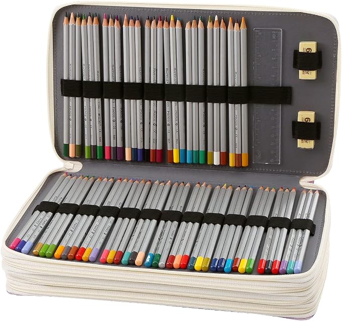 300 Slots Colored Pencil Case Organizer, 4 Layer Bag | Twill Oxford fabric,103 elastic loops,detachable handle,for travel,home storage,drawing tools,creative gifts - Image 2