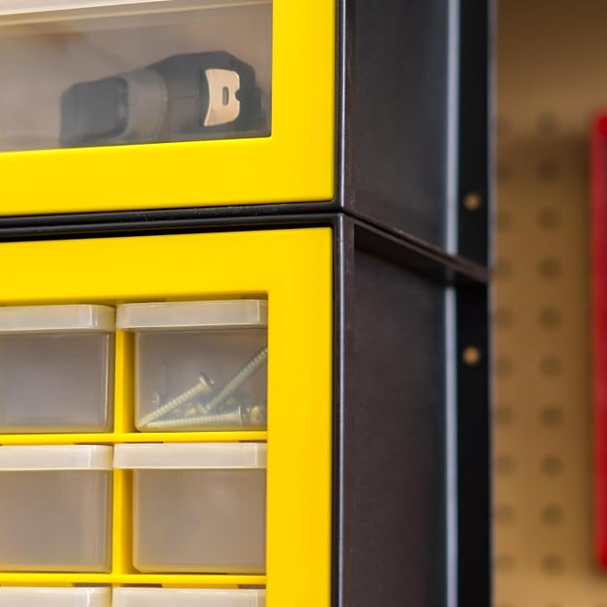 IRIS Plastic Hardware Storage Drawer, 44 Drawer Parts Cabinet - Yellow | Wall-mountable, Stackable, Building Bricks, Screws, Nuts & Bolts, Hardware, Garage Tool Storage - Image 4