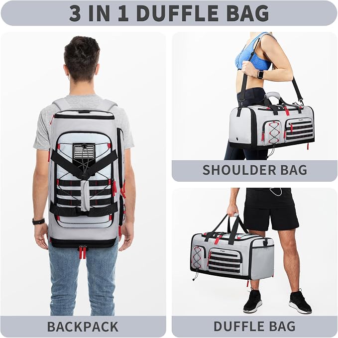 BOSSTIN Gym Bag for Men & Women, 45L-50L Expandable Sports Duffle Bag | Convertible Duffel Backpack, Comes with Toiletry Bag, Shoe Compartment & Wet Pocket, for Workout, Weekender, Overnight Travel - Image 5