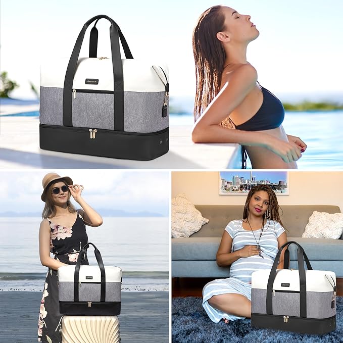 LOVEVOOK Weekender Bag for Women, Large Duffle Bag for Travel with 2 Packing Cubes, Carry on Overnight Bag with Shoe Compartment, Mom Hospital Bags for Labor and Delivery - Image 8