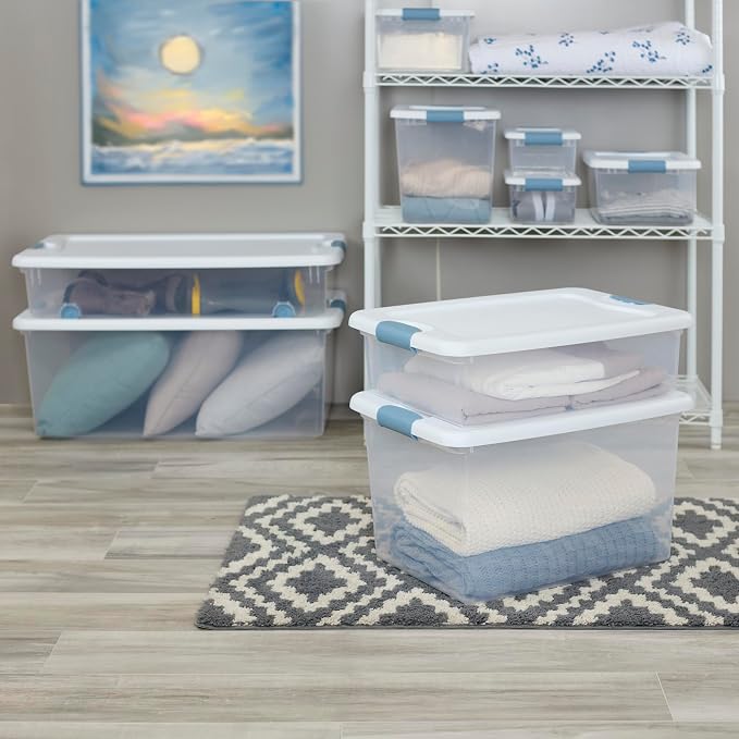 Sterilite 16-Pack Latching Box, Under Bed Storage Bins with Lids, Clear Plastic, 106 Quart - Heavy-Duty Organizing Containers for Closet, Bathroom, and Office - Image 8
