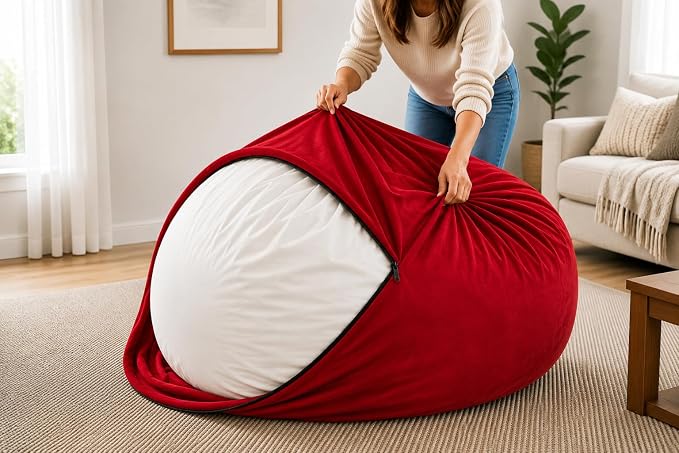 ULTIMATE SACK | 6 Ft Bean Bag Chair Replacement Cover Only | Red Suede | Removable Washable Cover only by ULTIMATESACK
