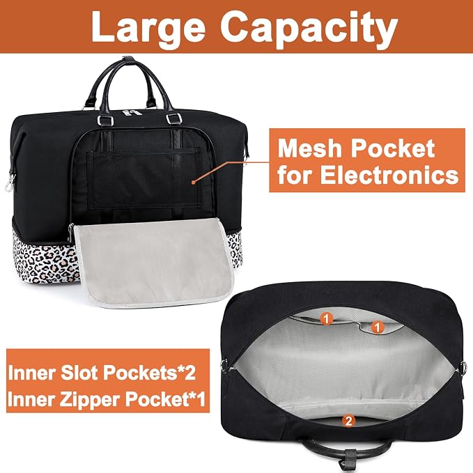TIBES Travel Weekender Bag for Women, Overnight Bag with Shoe Compartment | 3PCS Large Travel Duffel Bag for Gym, Travel, Hospital, Business Trip, Carry On Tote, Wet & Dry Separation, Water Resistant - Image 4