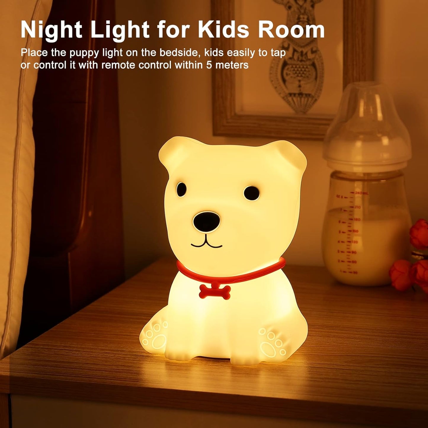 ZKLiLi Dog Night Light for Kids,Cute Night Lamp with 16 Colors Changing for Nursery,Squishy Silicone Dog Touch Lights for Toddler Room Decor,with USB Rechargeable,Gifts Stuff for Baby Girls and Boys