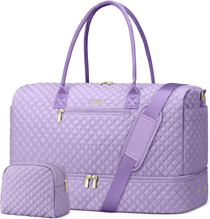 Travel Bag Weekender Bags for Women - Carry on Overnight Bag with Shoe Compartment Duffle Bag with Laptop Pocket Light Purple by FOCDOD
