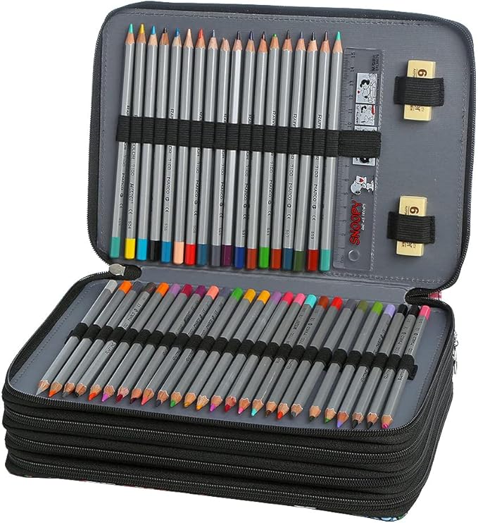 200 Slots Colored Pencil Case Organizer, 4 Layer Bag | Twill Oxford fabric,203 elastic loops,detachable handle,for travel, home storage,drawing tools,creative gifts - Image 3