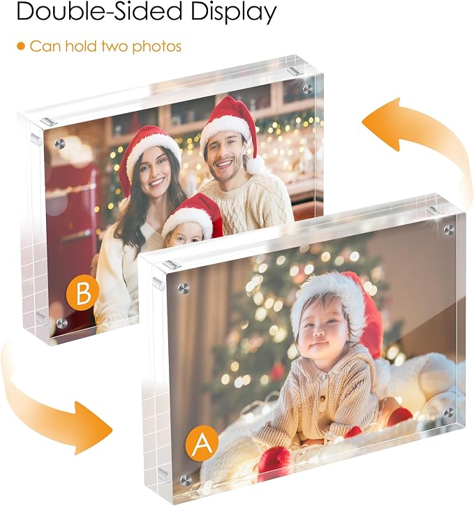 4x6 Acrylic Picture Frame Set of 6, 20mm Thick, Table Display | Double-Sided Transparent Magnetic Frameless Photo Frame, for Photos, Fits Home, Office - Image 5