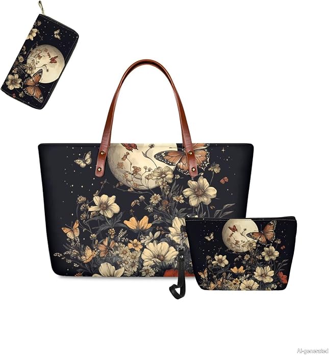 GIFTPUZZ Women Top Handle Bags Handbags with Zipper Leather Wallet Cash Card Phone Holder and Makeup Bag Set 3pcs - Image 6