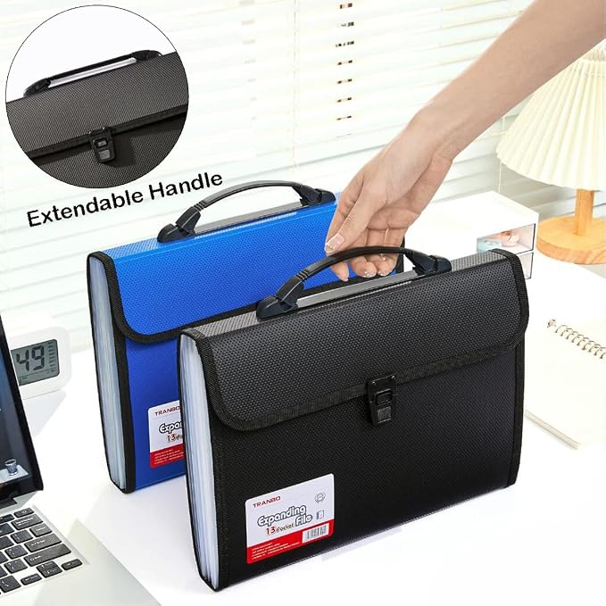 2 Pack Extra Large Legal Size/Foolscap 12 Pockets Accordion File Organizer with Handle, TRANBO Portable Expanding File Folder, Expandable Plastic Document Organizer for Travel School Office - Image 5