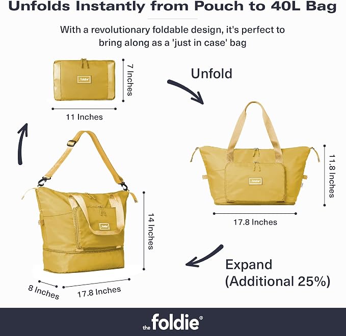 The Foldie Foldable Travel Bag for Women - 40L Weekender Bag with Multiple Pockets - Carry On Expendable Travel Bag - Image 2