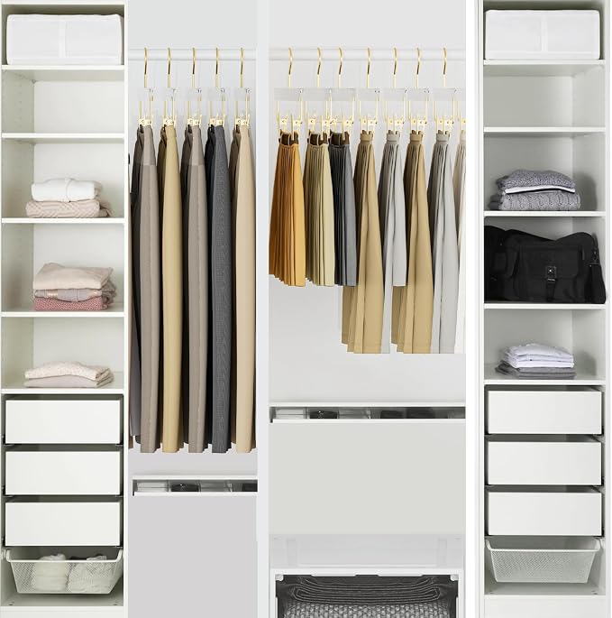 Clear Gold Acrylic Pants Hangers 30 Pack with Adjustable Clips | Non-Slip & Heavy Duty Hangers for Pants, Skirts, Jeans, Trousers, Scarves, Adults & Kids, Clothing Closet Storage - Image 7