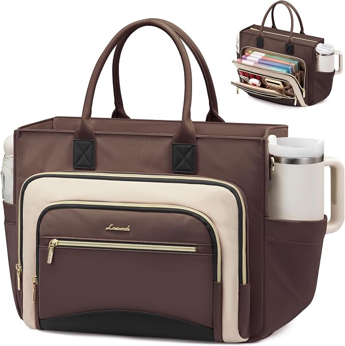 LOVEVOOK Work Tote Bags for Women,Laptop Teacher Bag With File Organizer | Large Cup Holder,Teacher Tote Bag,Nurse Bags,Multi-Pockets Professional Briefcase Business Purses Handbag by LOVEVOOK