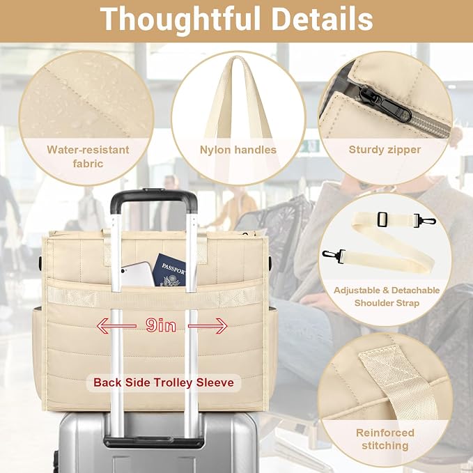 IBFUN Utility Tote Bag with 24 Pockets, Large Teacher Travel Tote for Women | Large Work Tote Bag 2pcs with Zipper for Travel Daily School Teacher Nurse, Large Lightweight Laptop Shoulder Bag Handbag - Image 6