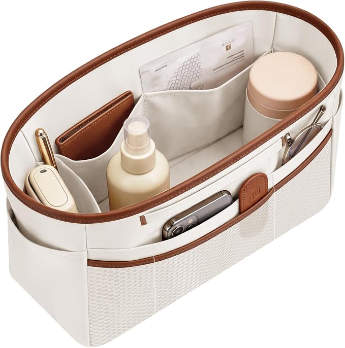 GIVLEFLY Purse Organizer Insert for Tote Bag, 11.42 Inch Satin Bag Organizer, Multi Pocket Handbag Organizer for Everyday Totes by GIVLEFLY
