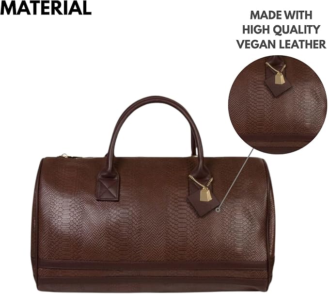 Tote&Carry Apollo 2 Duffle Bag for Travel Women & Men, TSA Approved Carry On Duffel Bag, Premium Vegan Leather w/Gold Hardware, Durable Weekender Luggage for Gym, Sports, Overnight & All-Purpose Use - Image 2