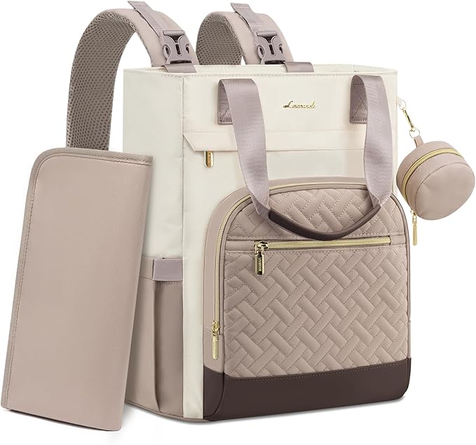 LOVEVOOK Diaper Bag Backpack, Large Capacity Portable Baby Bag with Foldable Diaper Changing Pad, Waterproof Baby Diaper Bags Gift for Mon Dad, Dark Coffee by LOVEVOOK