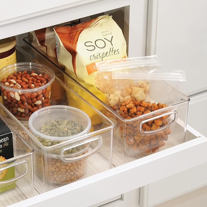 iDesign Plastic Stackable Pantry Bin with Handles, Set of 2, Clear | For Kitchen Cabinets or Fridge, Made in USA - Image 3