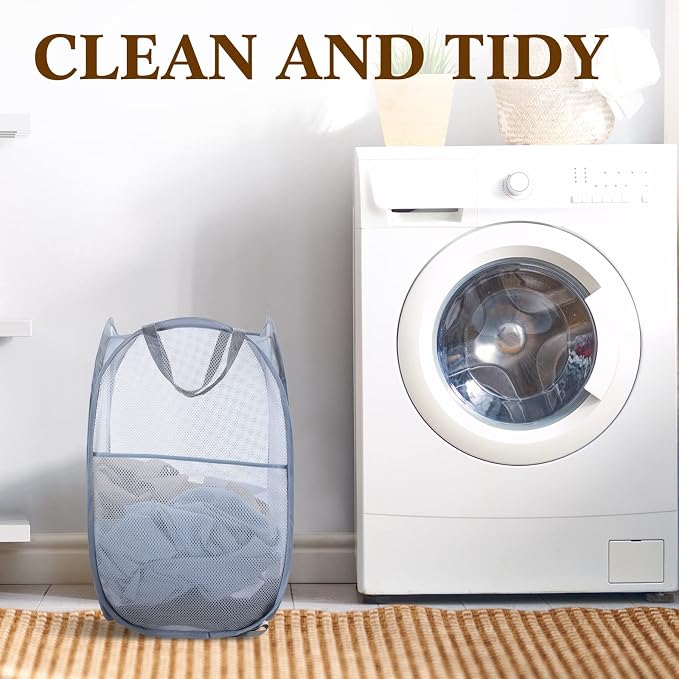 Gejoy 16 Pcs Mesh Pop up Laundry Hamper Bulk Collapsible Laundry Basket Large Foldable Clothes Hamper with Handles Ideal for Kids Adults, College Dorm, Travel, Hotel, 14. 1 x 22. 8 Inch - Image 3